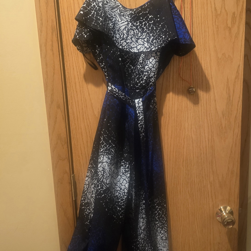 Elegant Blue, White And Black Jumpsuit
